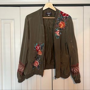 Johnny Was Embroidered Silk Bomber Jacket